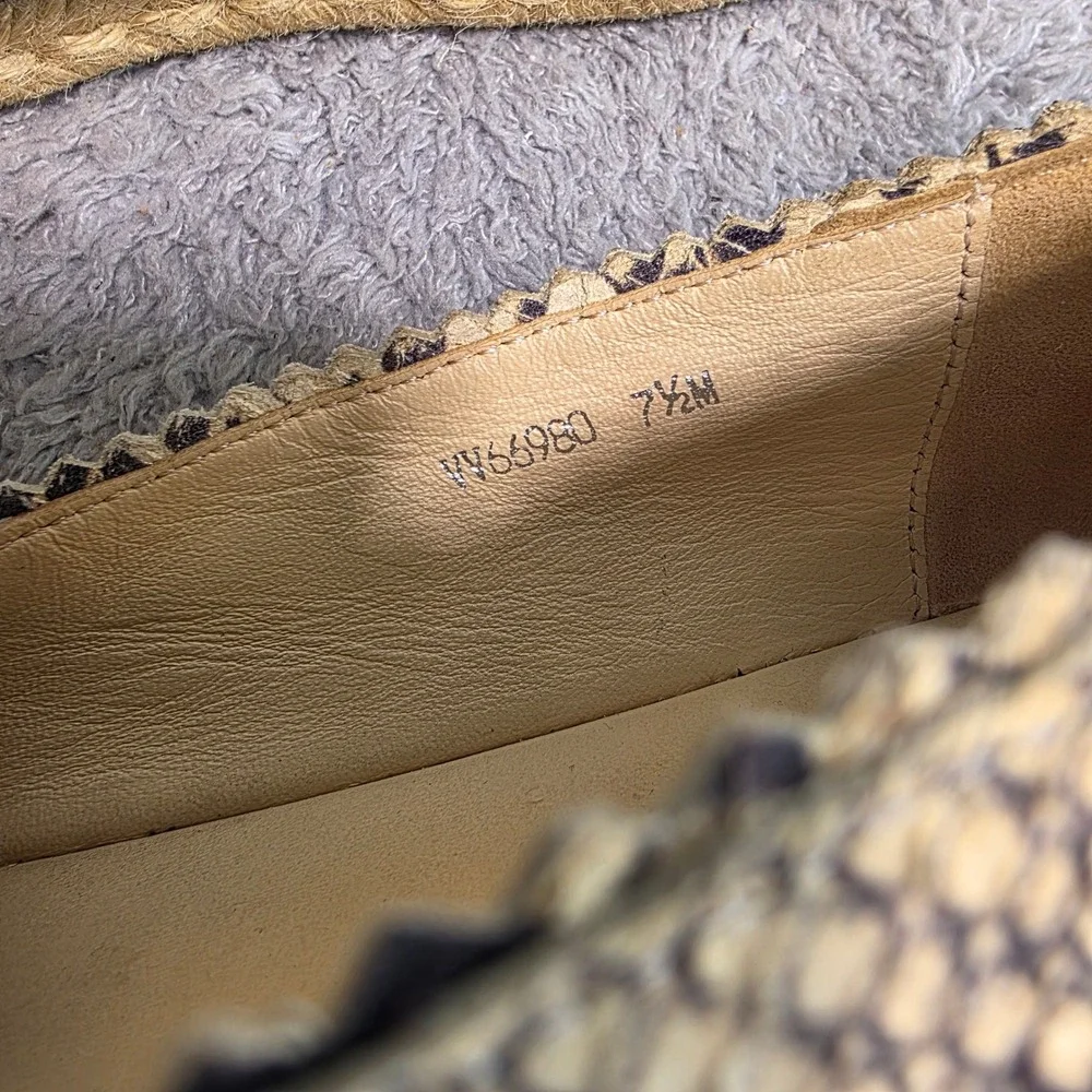 Stuart Weitzman‎ Espadrille Loafer Snakeskin Embossed Leather Women 7.5 M